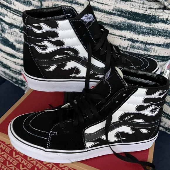 Vans | Shoes | Vans Sk8hi Flame Blackwhite Mens | Poshmark display picture 2